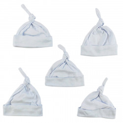 Blue Knotted Baby Cap (pack Of 5)