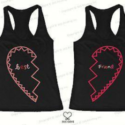 BFF Tank Tops Best Friend Matching Hearts Matching Shirts for Best Friends