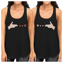 Gun Hands With Hearts BFF Matching Black Tank Tops