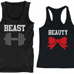 Beauty Beast Couple Tank Tops Funny Mtaching Work out Tanks For Couples