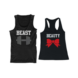Beauty Beast Couple Tank Tops Funny Mtaching Work out Tanks For Couples