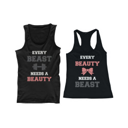 Beauty and Beast Need Each Other His and Her Matching Couple Tank Tops
