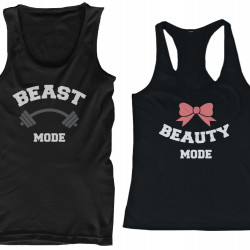 Beauty Mode and Beast Mode His and Her Matching Tank Tops for Couples