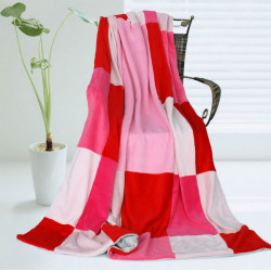 Onitiva - [cerelia] Soft Coral Fleece Patchwork Throw Blanket (59 By 78.7 Inches)