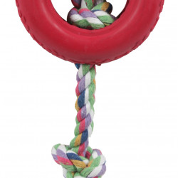 Rubberized Pet Chew Rope And Tire- Red