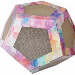 Pet Life Octagon Ultra Premium Collapsible Puzzle Pet Cat Scratcher Toy And House