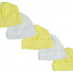Yellow & White Baby Caps (pack Of 5)