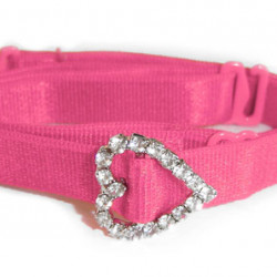 Pink Bra Strap with Diamond Heart-F100PK-DH