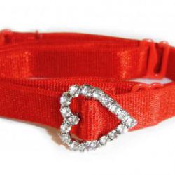 Red Bra Strap with Diamond Heart-F100R-DH