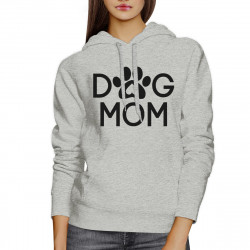 Dog Mom Unisex Grey Cute Graphic Hoodie For Dog Owners Round Neck