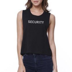 Security Black Work Out Crop Top Back To School Graphic T-shirt
