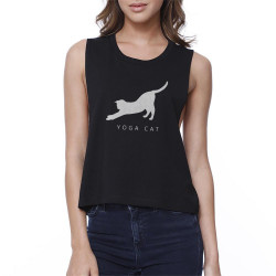 Yoga Cat Crop Top Yoga Work Out Tank Top Cute Gift For Cat Lady